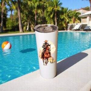 כוס תרמית עם סטייל | 600 מ"ל | עם קש - לבן