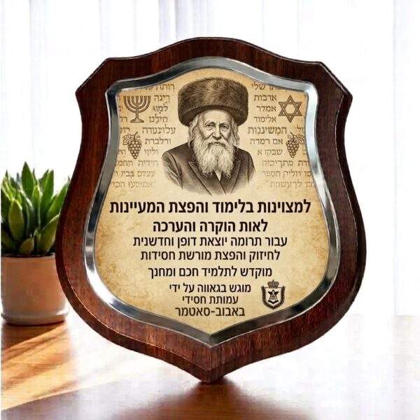 מגן הוקרה מעץ וזכוכית