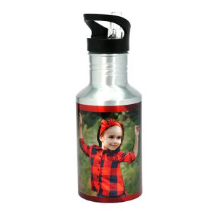 הדפסה על בקבוק תרמי כסוף עם קש