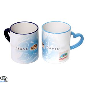 הדפסה על ספל/כוס עם ידית לב - כחול-כהה