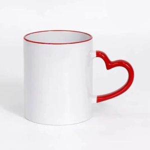 הדפסה על ספל/כוס עם ידית לב - אדום