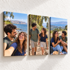שלישיית קנבסים 20×30 — טיול וטיח לבן עם עומק נראה והצללה טבעית