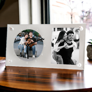 הדפסה על שעון זכוכית מראה 2 תמונות