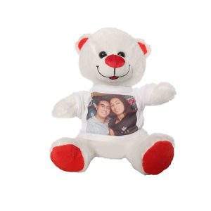 הדפסה על דובי מחייך - לבן, 30-סמ