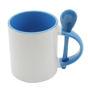 הדפסה על ספל עם כפית - תכלת