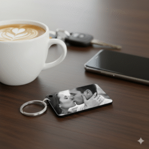 מחזיקי מפתחות מעץ בהדפסה אישית - מלבן, צד אחד