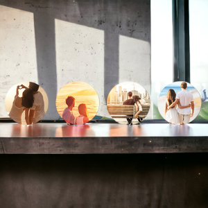 סט תחתיות לכוסות מעץ עם מעמד - עיגול