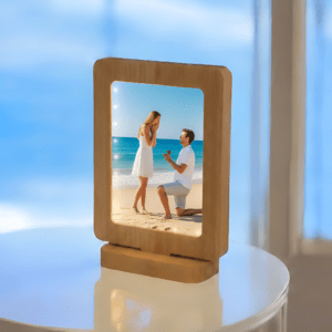 מסגרת מוארת עץ במבוק בצורת מלבן