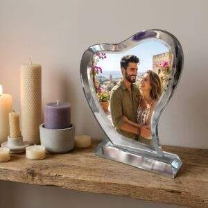 בלוק זכוכית קריסטל לב ענק