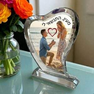 בלוק זכוכית קריסטל לב ענק