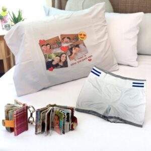 סט מתנה לגבר | מחזיק מפתחות מיני אלבום | ציפה לכרית | תחתון בוקסר