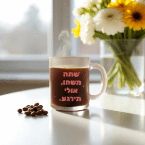 הדפסה על ספל זכוכית שקוף