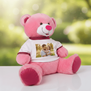 הדפסה על דובי מחייך - ורוד, 50-סמ