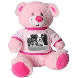 הדפסה על דובי מחייך - ורוד, 50-סמ