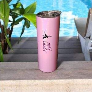 כוס תרמית עם סטייל | 600 מ"ל | עם קש - ורוד-מאטל