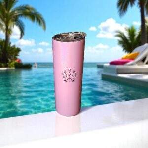 כוס תרמית עם סטייל לחייל ולחיילת | 600 מ"ל | עם קש - ורוד-מאטל