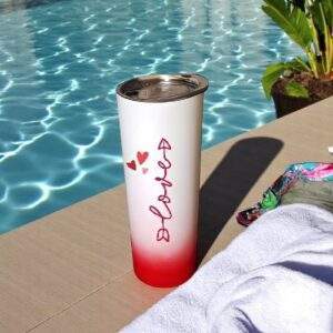 כוס תרמית עם סטייל לחייל ולחיילת | 600 מ"ל | עם קש - אדום-לבן
