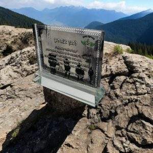 מגן הוקרה זכוכית קריסטל עם מעמד