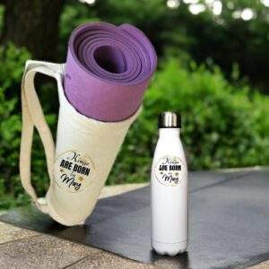 סט מתנה לגבר: בקבוק תרמי ותיק למזרן יוגה בהדפסה אישית