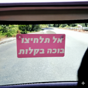 שלט לאוטו בעיצוב אישי - אל-תלחיצו-בוכה-בקלות