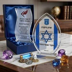 מגן הוקרה זכוכית קריסטל מחיר לחיילים