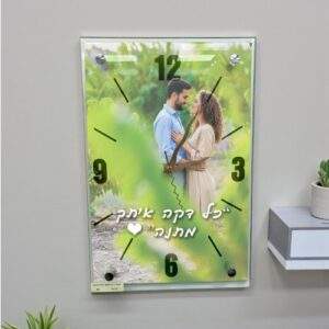 שעון קיר זכוכית יוקרתי עם הדפסה בעיצוב אישי
