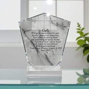 מגן הוקרה זכוכית קריסטל כנפיים מחיר לחיילים