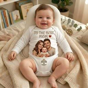 בגד גוף שרוול ארוך מאוייר לתינוק ולתינוקת