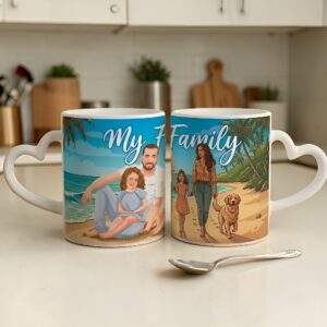 מארז זוגי Love-Art: ספלי ידית לב בעיצוב אישי (כולל אפשרות לאיור)