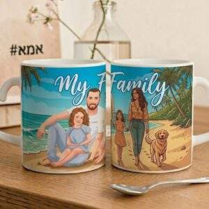 מארז זוגי Love-Art: ספלי ידית לב בעיצוב אישי (כולל אפשרות לאיור)