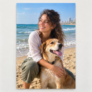 תמונת אישה וכלב ללא מסגרת, יחס 2:3
