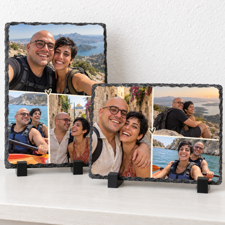 קולאז׳ טיולים של זוג בדוגמאות בזלת לאורך ולרוחב
