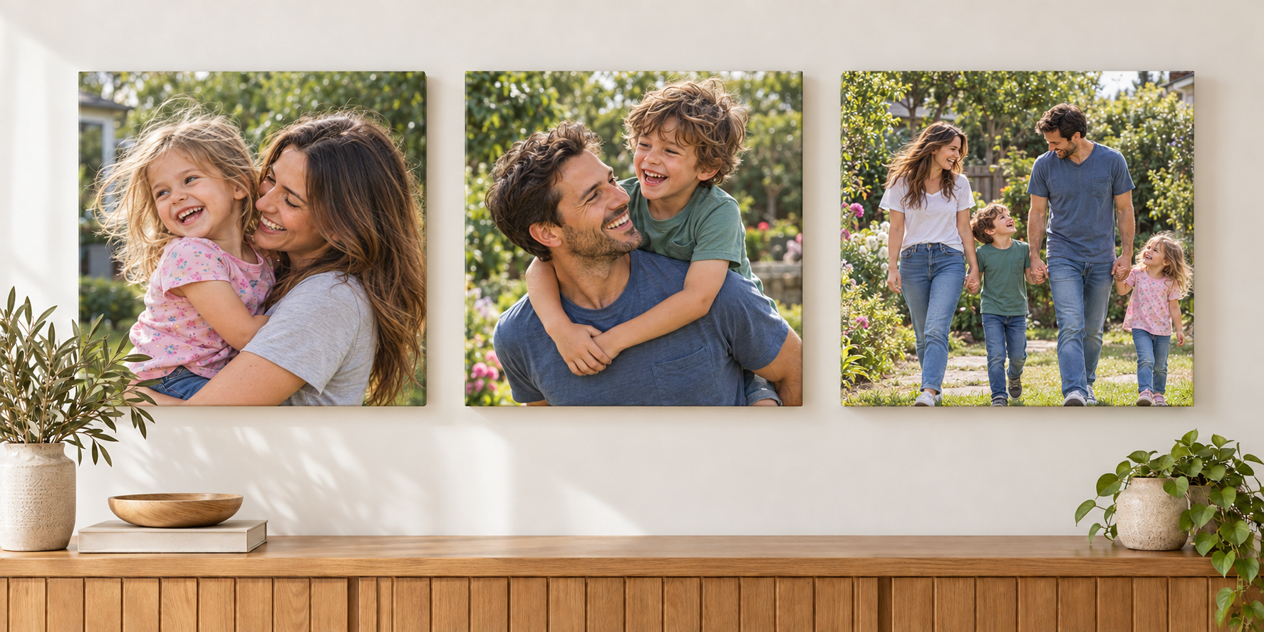 שלישית קנבס 40x40 עם שלוש תמונות נפרדות על שלושה קנבסים ריבועיים